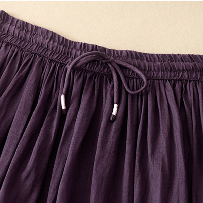 Buddha Stones Summer Solid Color Elastic Waist Drawstring Women's Skirt - image 11