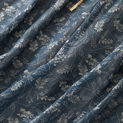 Buddha Stones Floral A-line Elastic Waist Cotton Linen Women's Skirt With Pockets - image 15