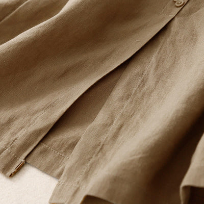 Buddha Stones A-line Buttons Slit Design Elastic Waist Cotton Women's Skirt With Pockets - image 23