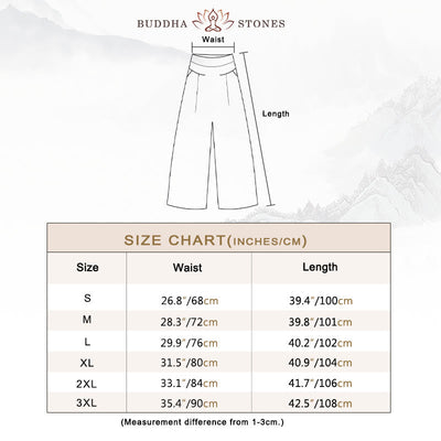 Buddha Stones Plain Color Cotton Linen High Waist Wide Leg Pants With Pockets - image 4