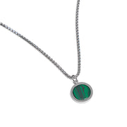 Foviel Natural Stone Turquoise Tiger Eye Lazurite Lapis Lazuli Malachite Titanium Steel Purification Necklace Pendant