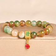 Foviel Natural Peacock Agate Coin Courage Bracelet