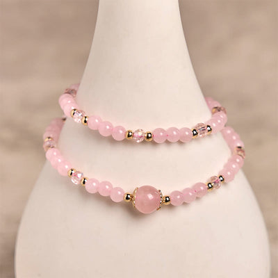 Bracelet double épaisseur Foviel en perles de cristal rose et citrine naturelle pour le plaisir et la créativité