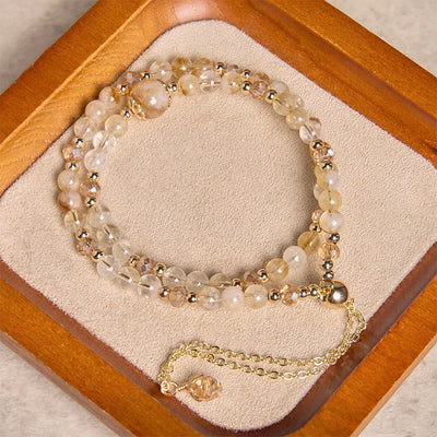 Bracelet double épaisseur Foviel en perles de cristal rose et citrine naturelle pour le plaisir et la créativité