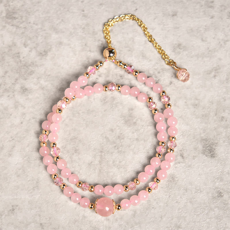 Bracelet double épaisseur Foviel en perles de cristal rose et citrine naturelle pour le plaisir et la créativité