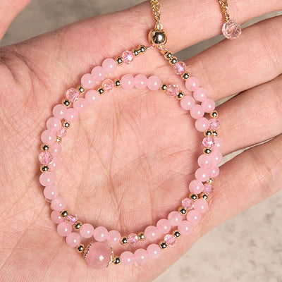 Bracelet double épaisseur Foviel en perles de cristal rose et citrine naturelle pour le plaisir et la créativité