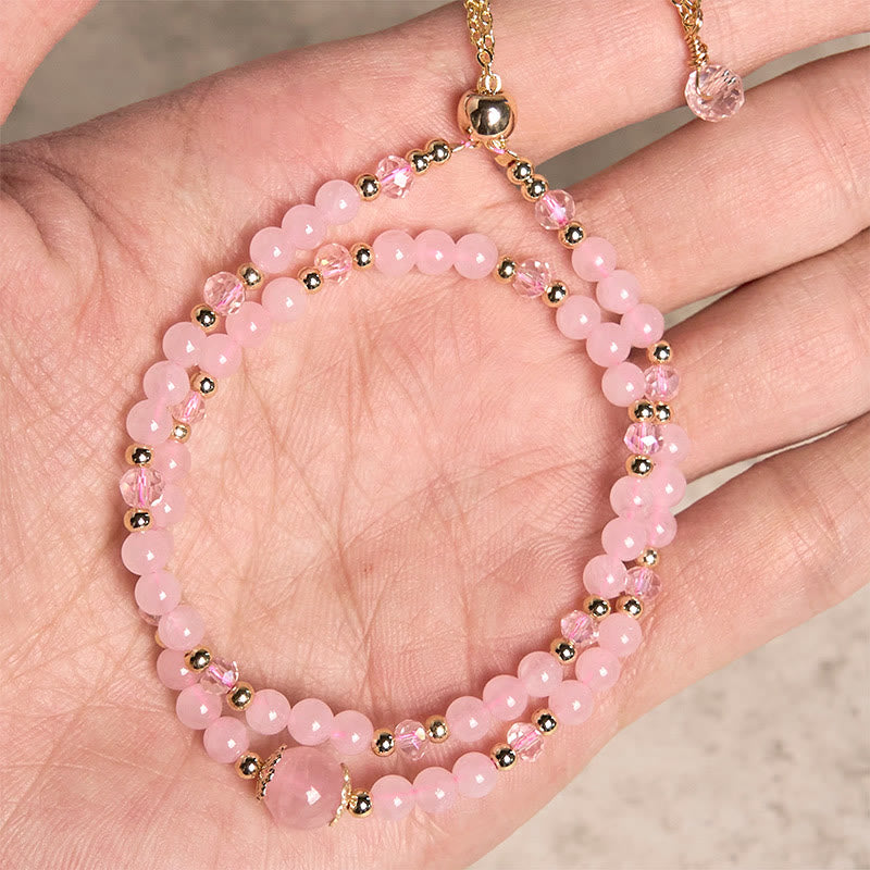 Bracelet double épaisseur Foviel en perles de cristal rose et citrine naturelle pour le plaisir et la créativité