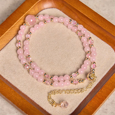 Bracelet double épaisseur Foviel en perles de cristal rose et citrine naturelle pour le plaisir et la créativité