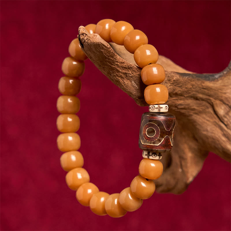 Bracelet Foviel en perles de Dzi et graines de Bodhi tibétaines pour éloigner les mauvais esprits