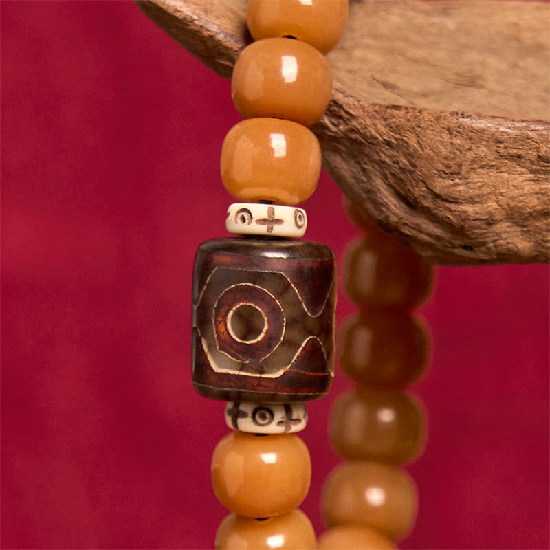 Bracelet Foviel en perles de Dzi et graines de Bodhi tibétaines pour éloigner les mauvais esprits