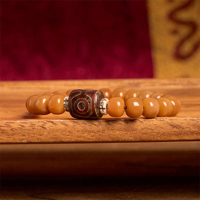Bracelet Foviel en perles de Dzi et graines de Bodhi tibétaines pour éloigner les mauvais esprits