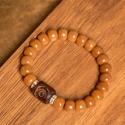 Bracelet Foviel en perles de Dzi et graines de Bodhi tibétaines pour éloigner les mauvais esprits