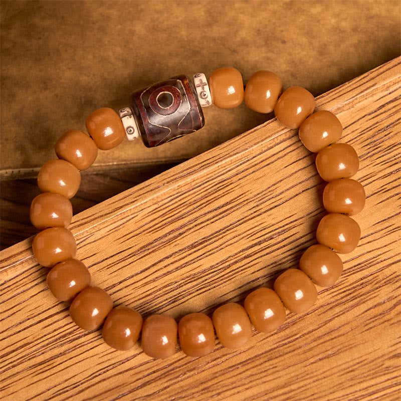Bracelet Foviel en perles de Dzi et graines de Bodhi tibétaines pour éloigner les mauvais esprits
