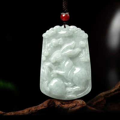 Foviel Natural Jade 12 Chinese Zodiac Abundance Amulet Pendant Necklace