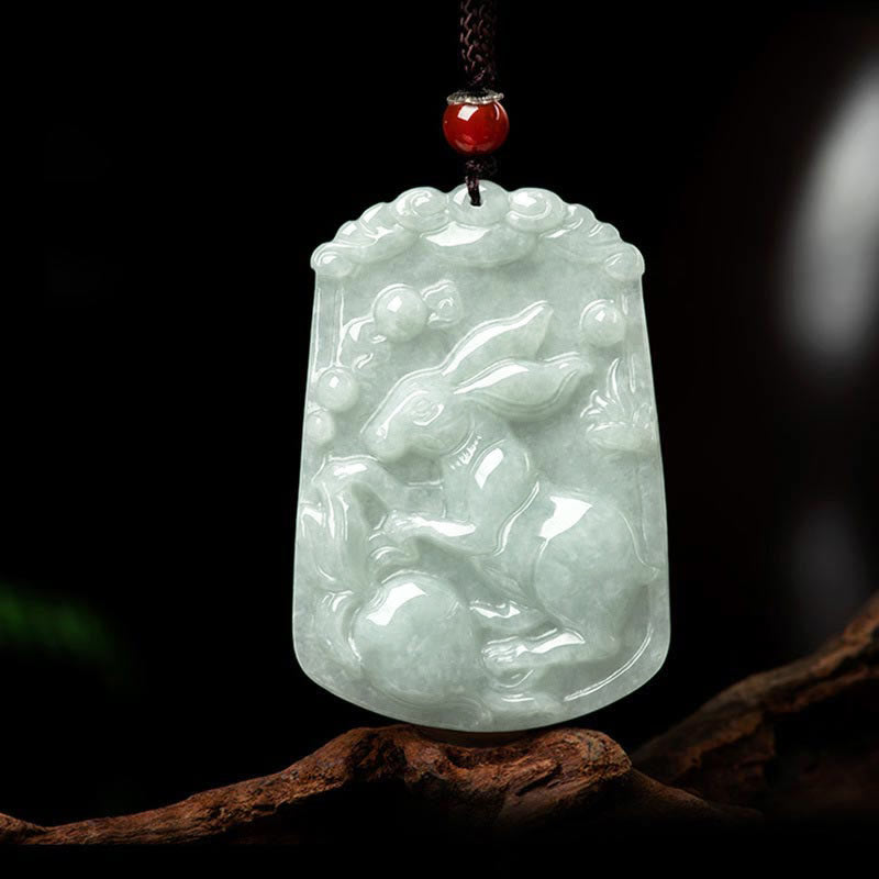 Foviel Natural Jade 12 Chinese Zodiac Abundance Amulet Pendant Necklace