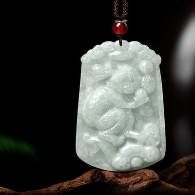 Foviel Natural Jade 12 Chinese Zodiac Abundance Amulet Pendant Necklace