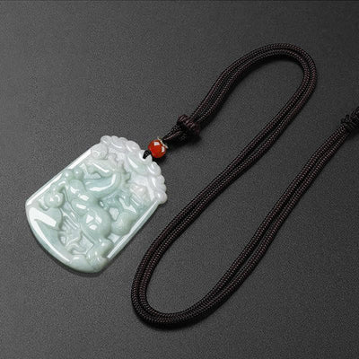 Foviel Natural Jade 12 Chinese Zodiac Abundance Amulet Pendant Necklace
