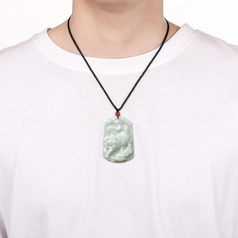 Foviel Natural Jade 12 Chinese Zodiac Abundance Amulet Pendant Necklace