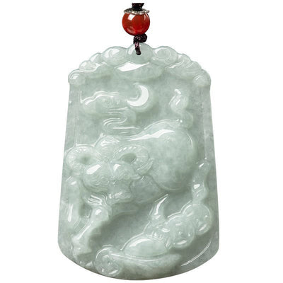 Foviel Natural Jade 12 Chinese Zodiac Abundance Amulet Pendant Necklace