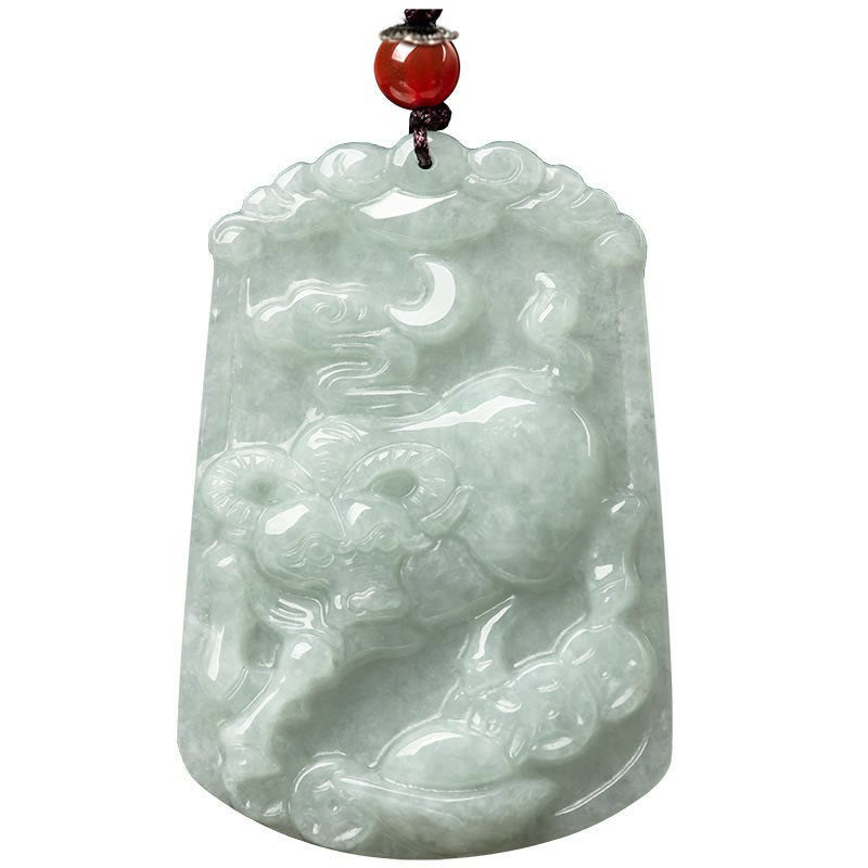 Foviel Natural Jade 12 Chinese Zodiac Abundance Amulet Pendant Necklace