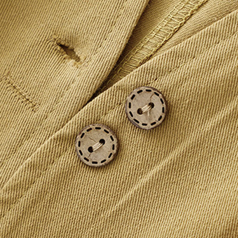Buddha Stones Solid Color Front Buttons Sleeveless Women's Cotton Waistcoat With Pockets - image 5