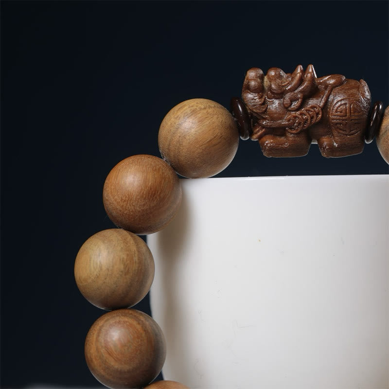 Buddha Stones Green Sandalwood Pixiu Attract Wealth Bracelet - image 9