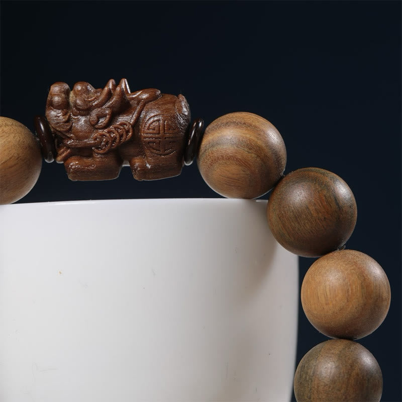 Buddha Stones Green Sandalwood Pixiu Attract Wealth Bracelet - image 10