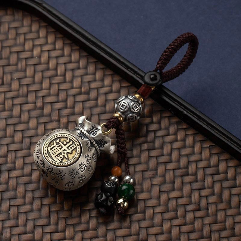Foviel Fu Character Money Bag Making Money Every Day Fortune Key Chain