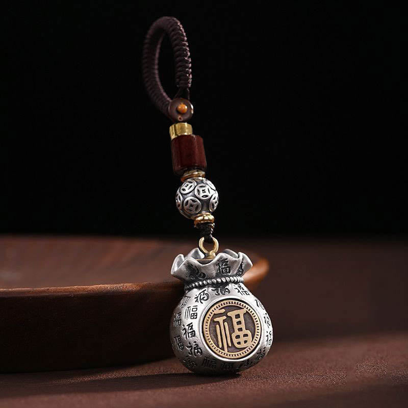 Foviel Fu Character Money Bag Making Money Every Day Fortune Key Chain