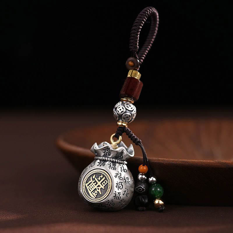 Foviel Fu Character Money Bag Making Money Every Day Fortune Key Chain