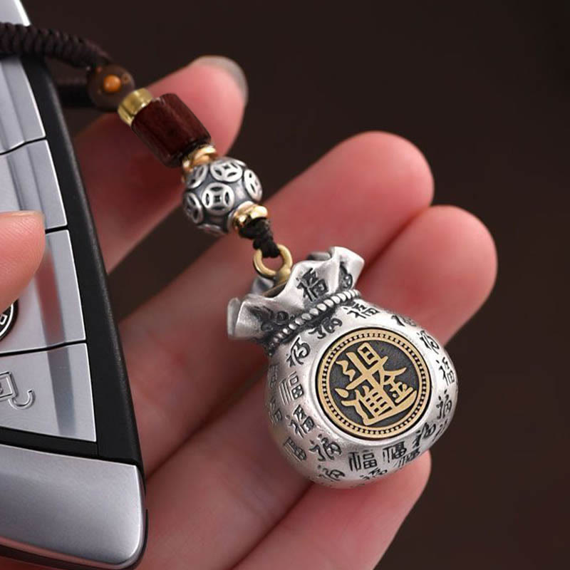 Foviel Fu Character Money Bag Making Money Every Day Fortune Key Chain