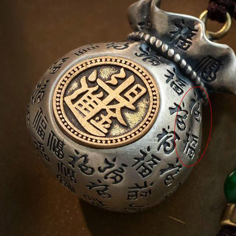 Foviel Fu Character Money Bag Making Money Every Day Fortune Key Chain