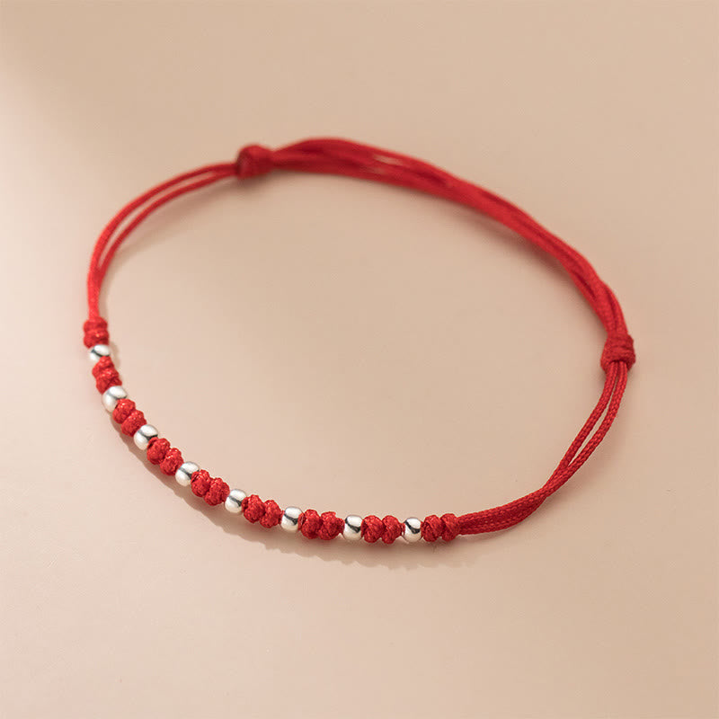 Buddha Stones 925 Sterling Silver Beads Red String Adjustable Luck Bracelet - image 9