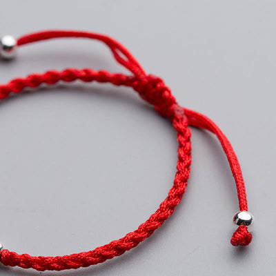 Buddha Stones 925 Sterling Silver Beads Snowflake Elephant Red String Luck Bracelet - image 5