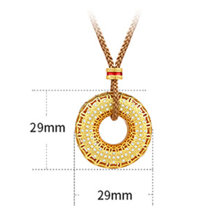 Buddha Stones Copper Coin Pattern Peace Buckle Copper Auspicious Necklace Pendant - image 4