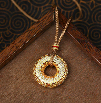Buddha Stones Copper Coin Pattern Peace Buckle Copper Auspicious Necklace Pendant - image 2