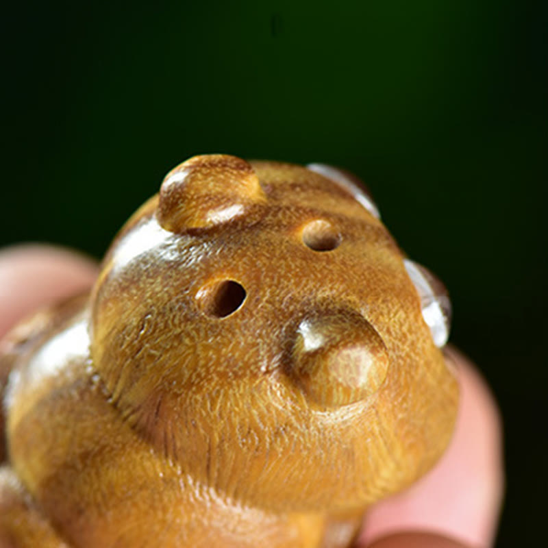 Buddha Stones Green Sandalwood Small Leaf Red Sandalwood Cute Pig Animals Positive Decoration - image 4
