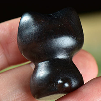Buddha Stones Ebony Wood Small Leaf Red Sandalwood Cute Cat Animals Calm Decoration - image 4