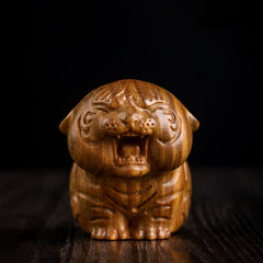 Buddha Stones Green Sandalwood Cute Tiger Animals Positive Decoration - Green Sandalwood Tiger (49*42*58mm) - image 1