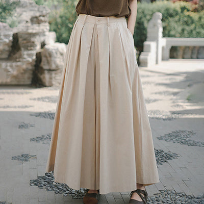 Buddha Stones Casual Plain Loose Cotton Women's Wide Leg Pants With Pockets - Wheat - US12，UK/AU16，EU44 (2XL) - image 0