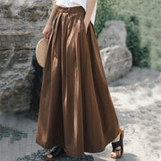 Foviel Casual Plain Loose Baumwolle Damen weites Bein Hose mit Taschen