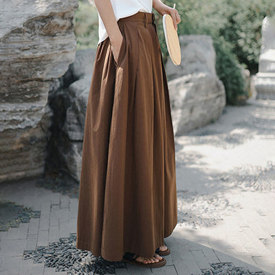 Buddha Stones Casual Plain Loose Cotton Women's Wide Leg Pants With Pockets - image 16