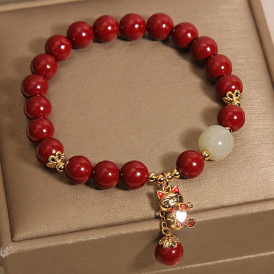 Buddha Stones "Wishing You Good Fortune and Joy" Cat Cinnabar Bracelet Includes Gift Message Card - image 9