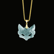 Foviel Fox Mask Jade Titanium Steel Necklace Luck Pendant