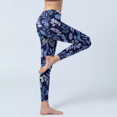 Buddha Stones Purple Leaves Print Gym Leggings Women's Yoga Pants - image 4