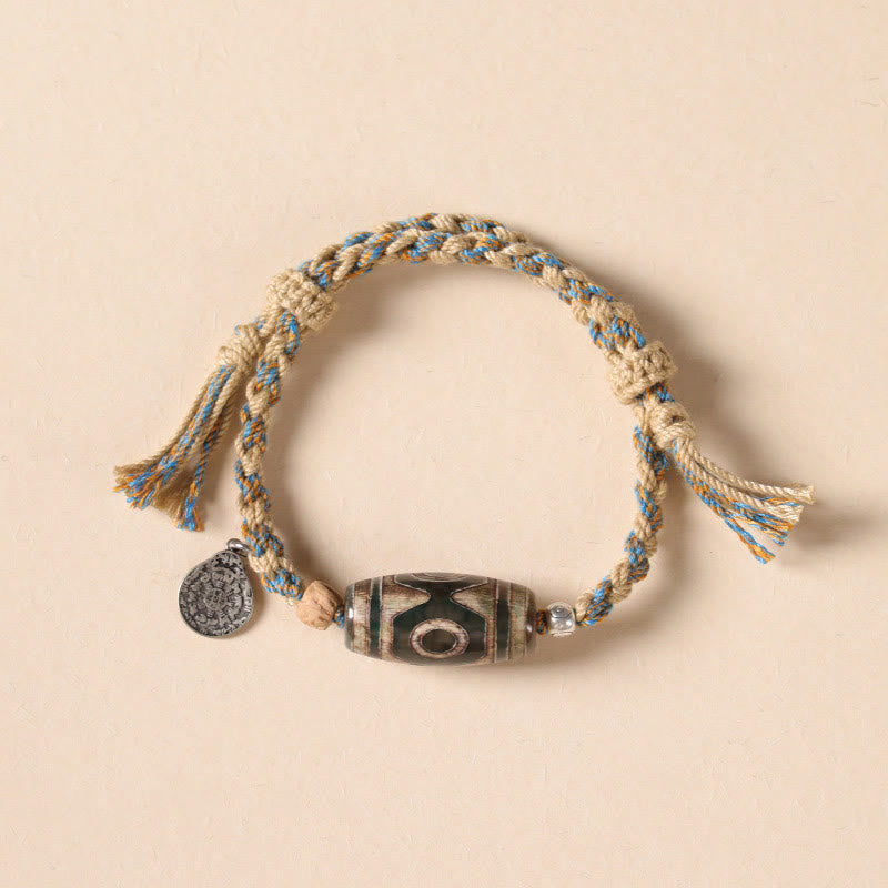 Buddha Stones Handmade Tibetan Dzi Bead Wealth Protection Braided String Bracelet - image 12