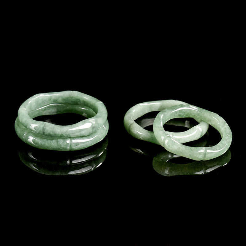 Buddha Stones Natural Bamboo Design Jade Abundance Ring - image 11