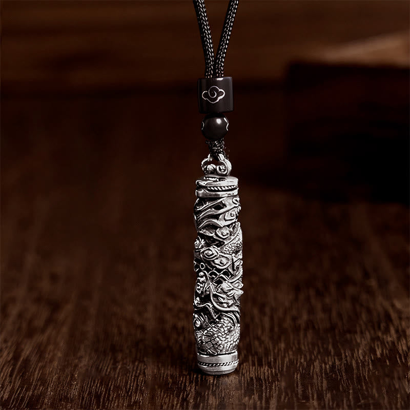 Buddha Stones Copper Fu Character Dragon Pattern Balance Pendant Necklace - Dragon - image 1