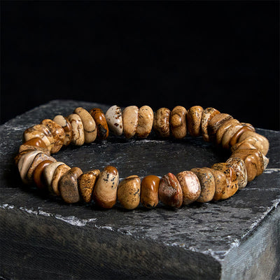 Buddha Stones Picture Jasper Irregular Blocks Balance Bracelet - 17-17.5cm - image 1