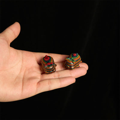 Buddha Stones 2Pcs Mini Rainbow Eucalyptus Pig Carved Positive Decoration - image 4